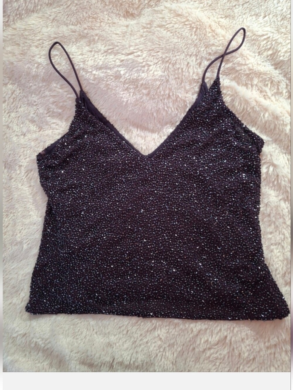 Sale 🎯Beaded Plum Cropped Spaghetti Strap Camisole - Ladies 12 NWOT- Silk Lined